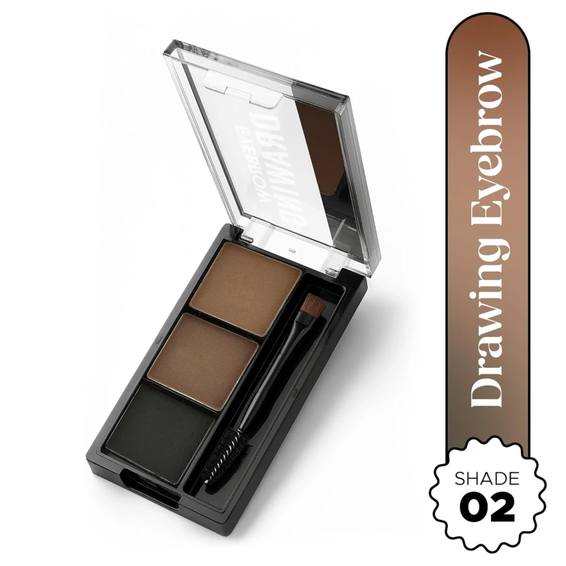 Hilary Rhoda Eyebrow Palette with Spoolie | 3 Natural Blendable Shades | Waterproof & Long-Lasting | Smudge-Proof Brow Powder Kit (Shade 02) – 7.2g thumbnail 3